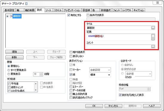 Qlikview 選択数 全体数を表示したチャート
