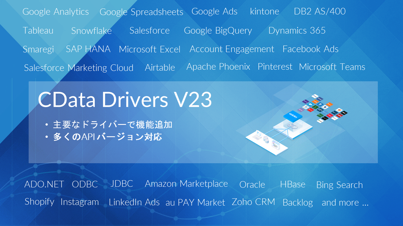 「CData Drivers」シリーズ、メジャーアップデート版V23をリリース