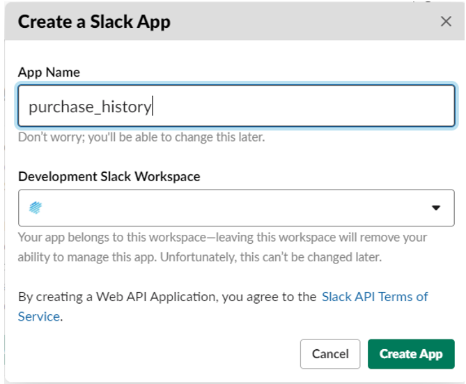 create a slack app